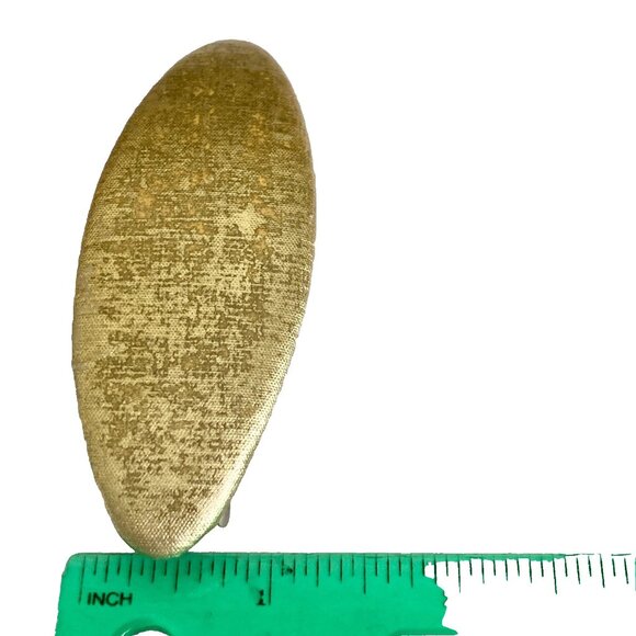 Vintage Gold Metallic Fabric Oval French Barrette 80s 90s Leeza Long Hair 3.5" - Picture 6 of 8